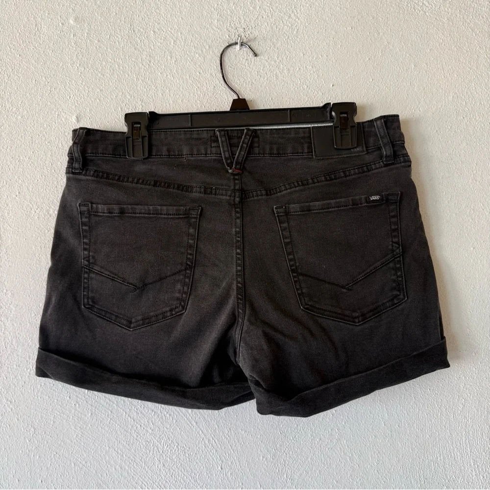 Vans Black Denim Shorts Womens Size‎ 5 Cuffed Skate Casual Jeans Summer